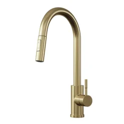 Venice Brushed Brass Kitchen Sink Mixer With Pull-Out Hose And Spray Head -Roc Bathroom Furni Store vnksm455 d1