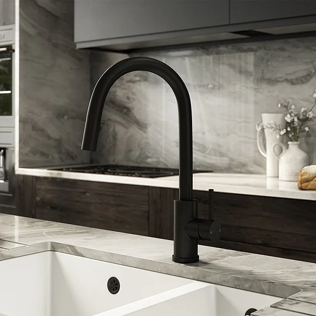 Venice Matt Black Kitchen Sink Mixer With Concealed Pull Out Hose And Spray Head 4 Venice Matt Black Kitchen Sink Mixer With Concealed Pull Out Hose And Spray Head - Image 2