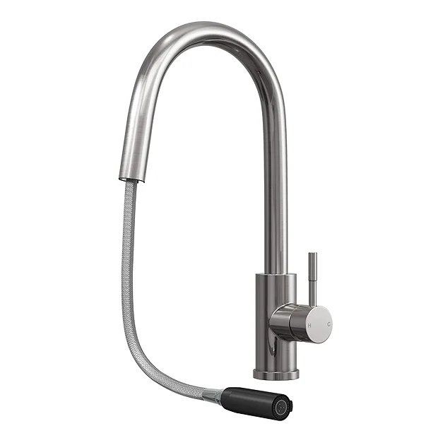 Venice Brushed Steel Kitchen Sink Mixer With Concealed Pull Out Hose And Spray Head 3 Venice Brushed Steel Kitchen Sink Mixer With Concealed Pull Out Hose And Spray Head