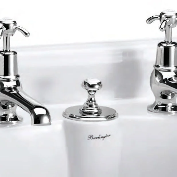 Burlington - Birkenhead Regent 2 Tap Hole Bridge Curved Spout Basin Mixer (230mm Centers) W Invisible Overflow 6 Burlington - Birkenhead Regent 2 Tap Hole Bridge Curved Spout Basin Mixer (230mm Centers) W Invisible Overflow - Image 4