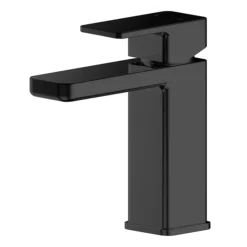 Toreno Square Black Mono Basin Mixer With Push Button Waste -Roc Bathroom Furni Store win405 l